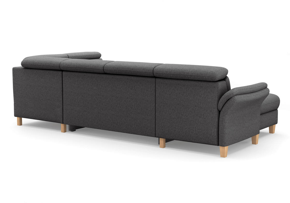 WOHNLANDSCHAFT GLENDALE E in Flachgewebe Dunkelgrau  - Eichefarben/Dunkelgrau, KONVENTIONELL, Holz/Textil (166/321/193cm) - Sit & More