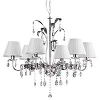 KRISTALL-HÄNGELEUCHTE 80/120 cm   - Chromfarben/Weiß, KONVENTIONELL, Glas/Textil (80/120cm)