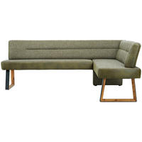 ECKBANK 235/173 cm Webstoff Grün, Eichefarben Eiche massiv Holz, Metall   - Eichefarben/Schwarz, KONVENTIONELL, Holz/Textil (235/173cm) - Voleo