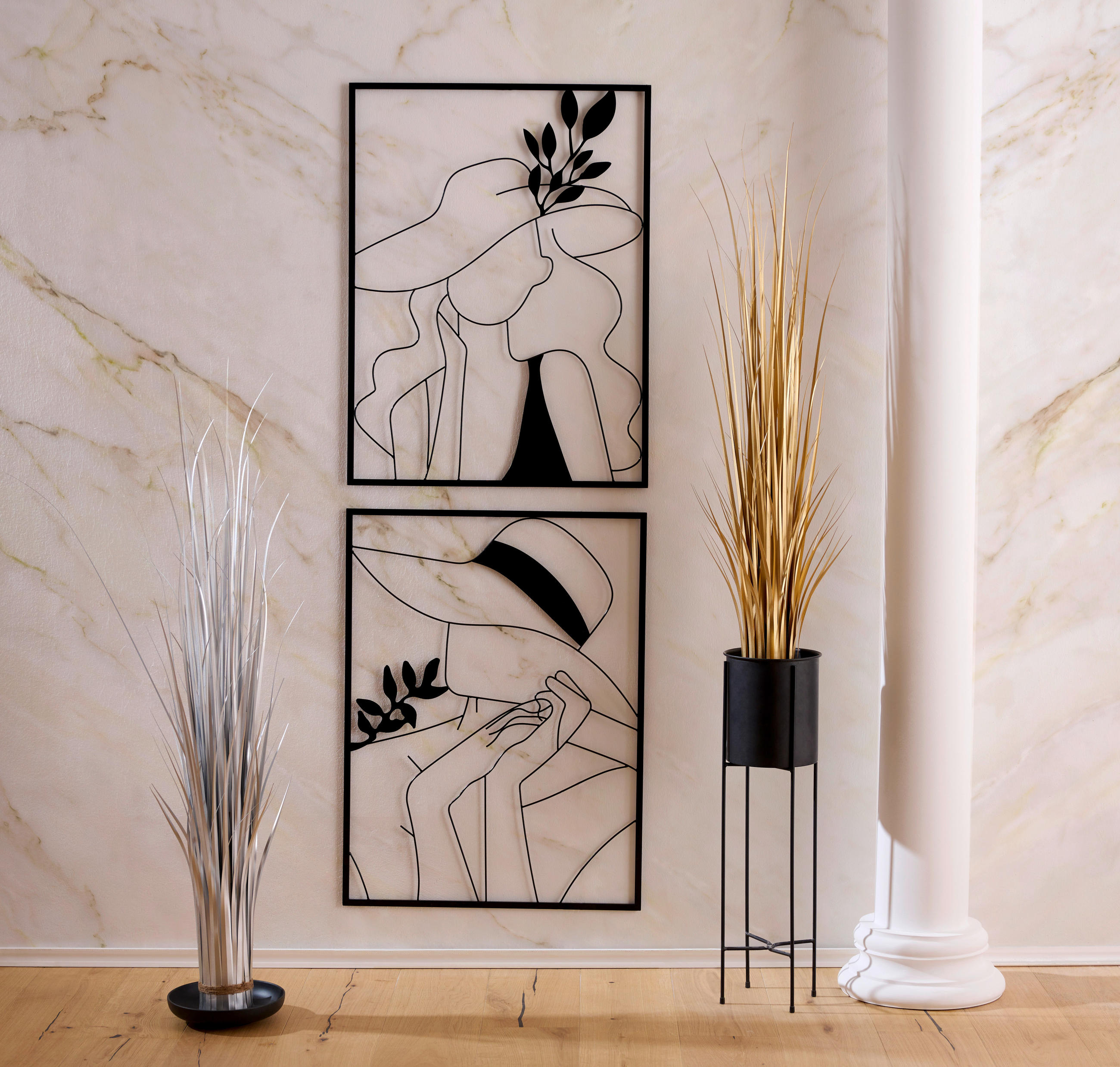 FALI DEKORÁCIÓ - fekete, Basics, fém (60/80cm) - Ambia Home