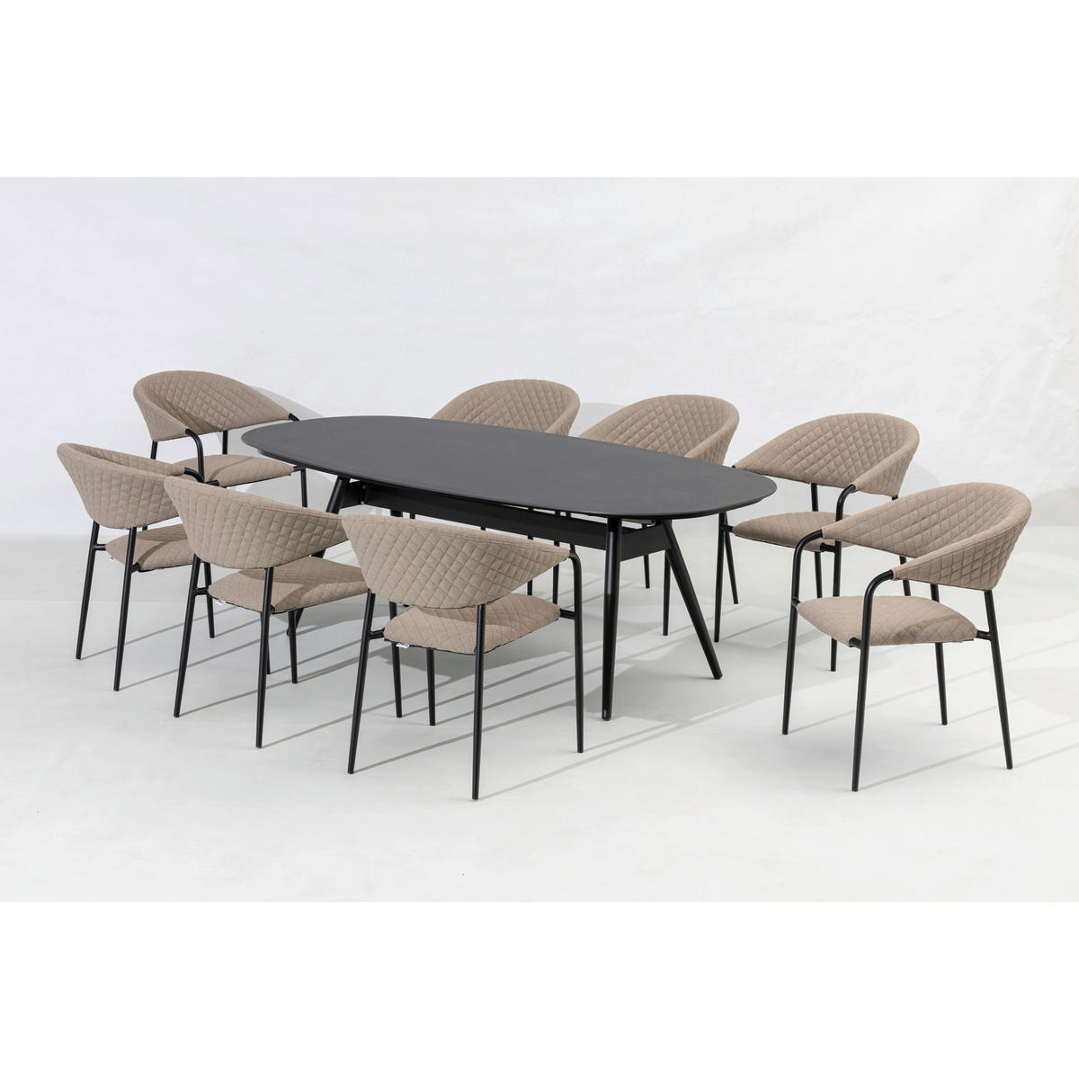 STAPELSESSEL in Metall, Textil Naturfarben, Sandfarben  - Sandfarben/Anthrazit, MODERN, Textil/Metall (58/83/66cm) - Gardenson