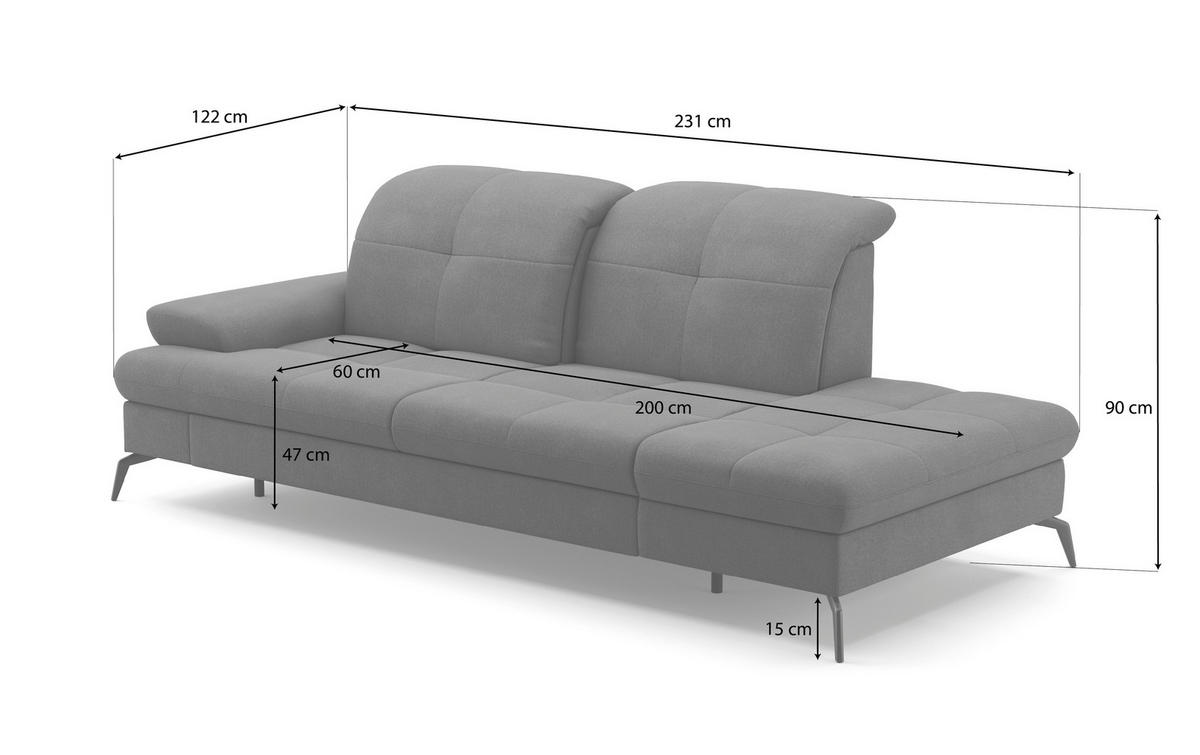 RÉCAMIERE Hellgrün Flachgewebe  - Schwarz/Hellgrün, KONVENTIONELL, Textil/Metall (231/90/122cm) - Sit & More