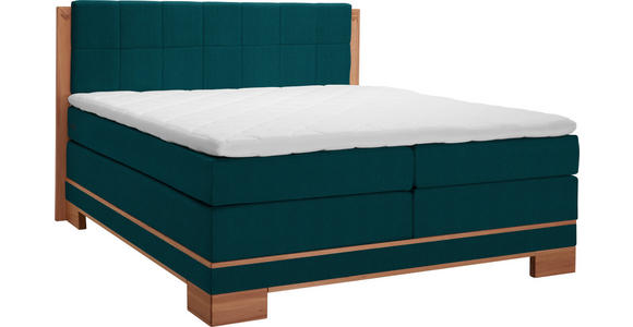 BOXSPRINGBETT 180/200 cm  in Buchefarben, Petrol  - Buchefarben/Petrol, Natur, Holz/Textil (180/200cm) - Linea Natura