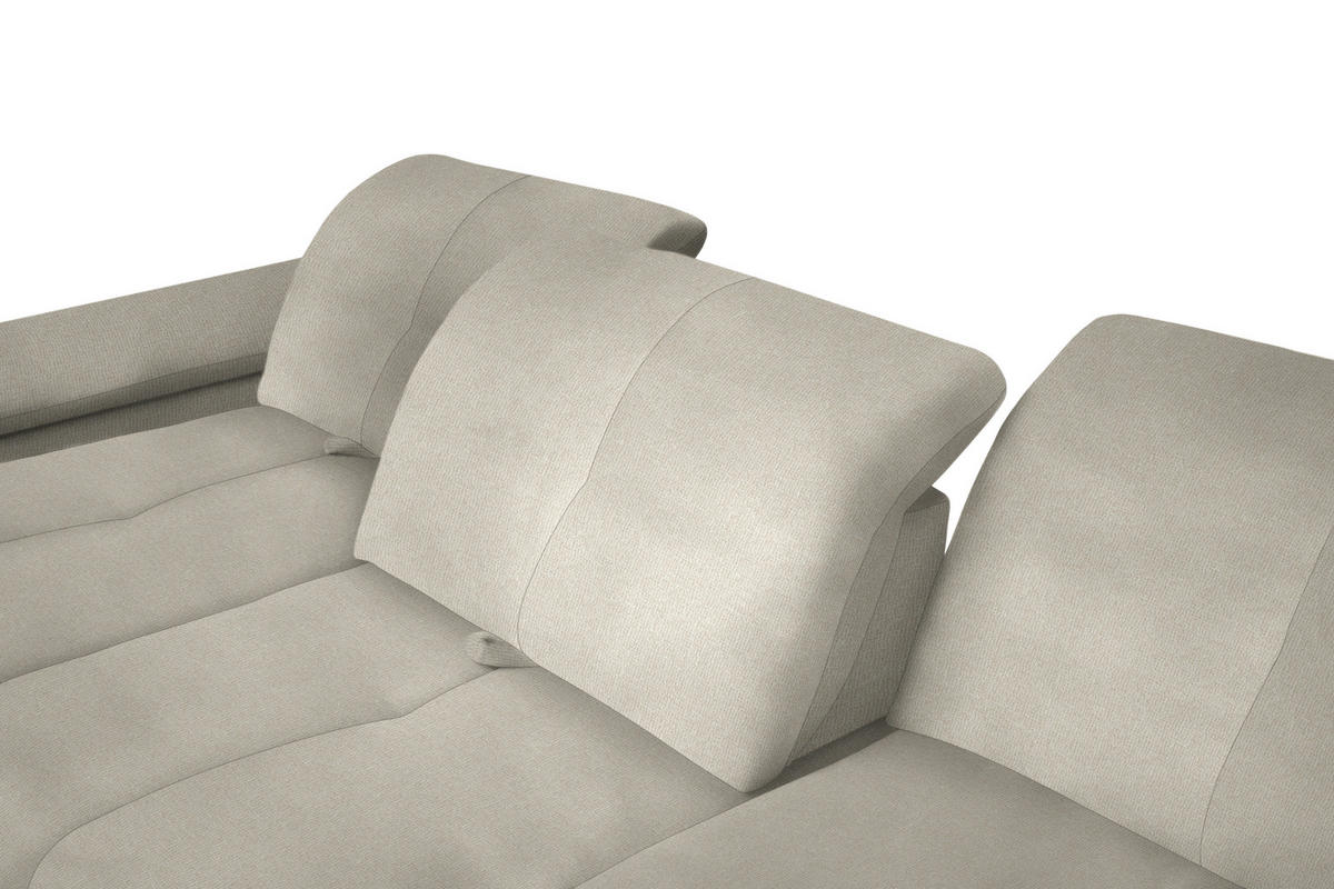 ECKSOFA in Flachgewebe Ecru  - Ecru/Schwarz, Design, Textil/Metall (242/313cm) - Xora