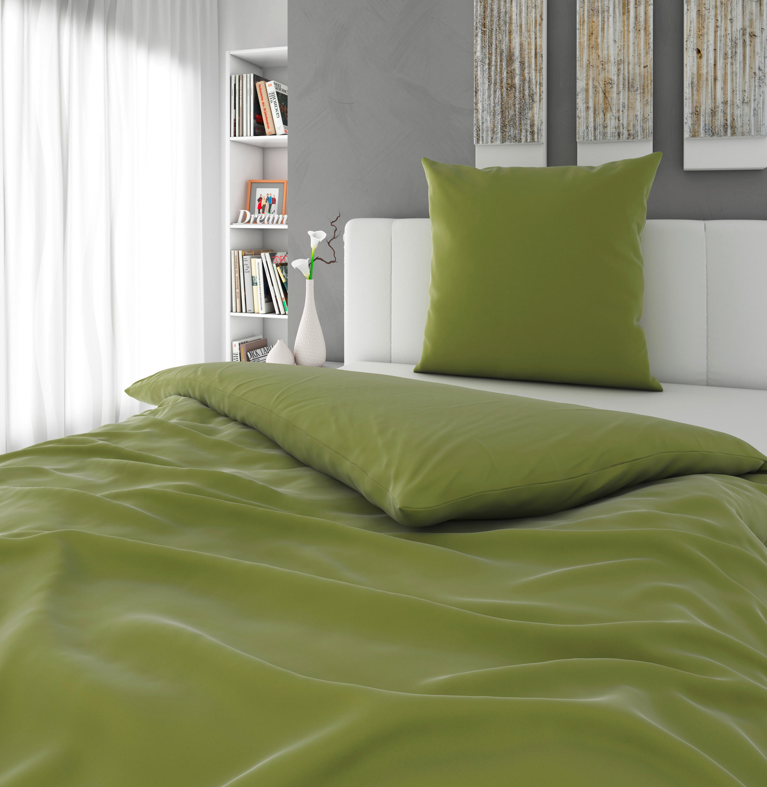 BETTWÄSCHE 135/200 cm Satin  - Dunkelgrün, MODERN, Textil (135/200cm) - Novel