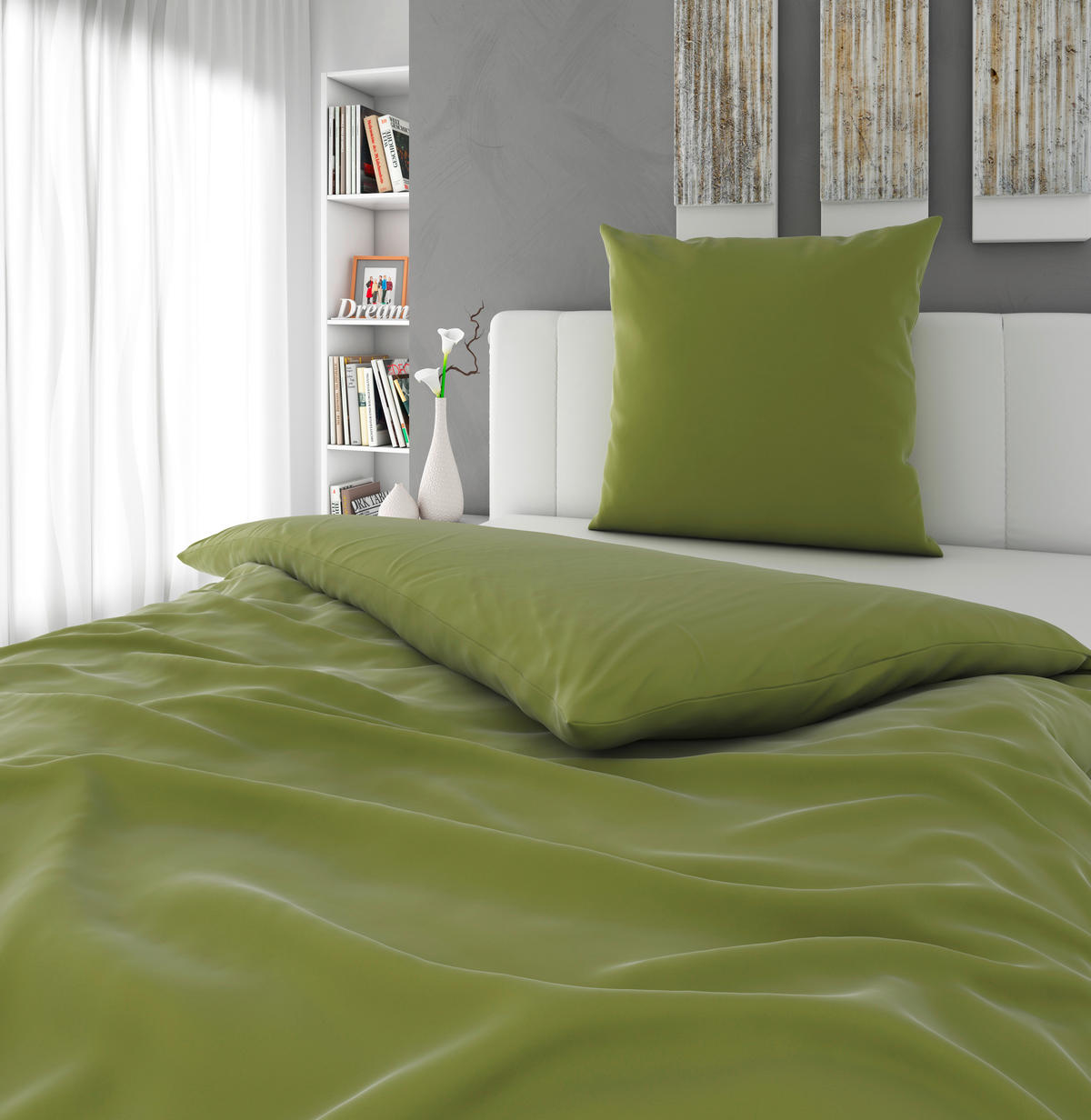 BETTWÄSCHE 135/200 cm Satin  - Dunkelgrün, MODERN, Textil (135/200cm) - Novel