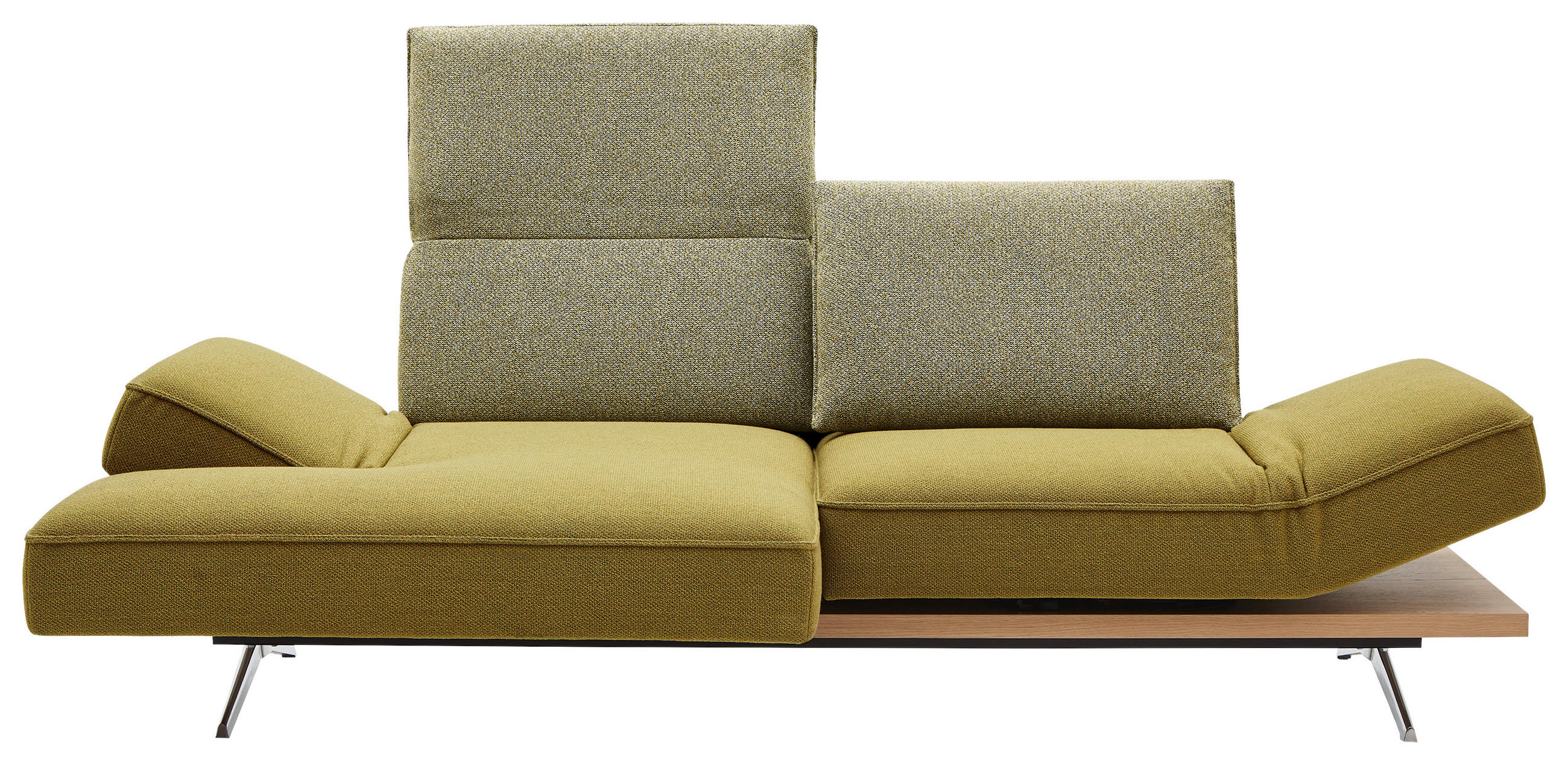 ECKSOFA Limette Flachgewebe  - Chromfarben/Limette, Design, Holz/Textil (132/240cm) - Koinor