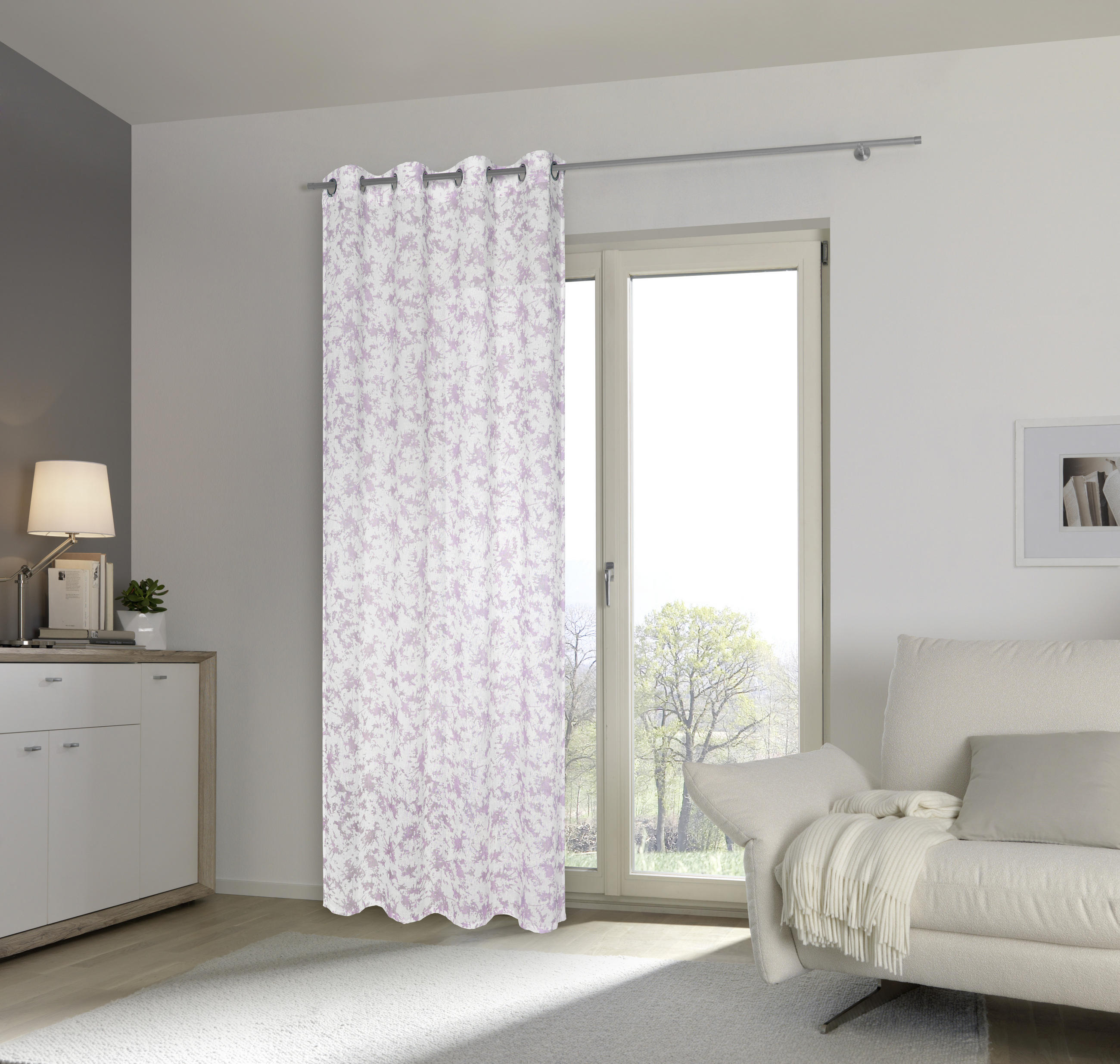 ZAVESA SA KARIKAMA ružičasta - ružičasta, Konvencionalno, tekstil (140/245cm) - Esposa