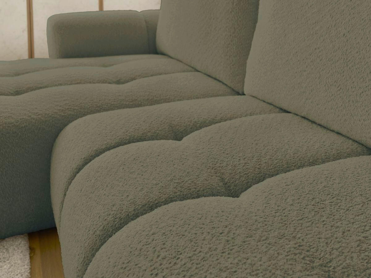 ECKSCHLAFSOFA FUJI Bouclé Grün  inkl.  - Schwarz/Grün, MODERN, Kunststoff/Textil (160/292cm)