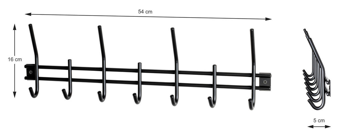 GARDEROBENLEISTE  in Schwarz  - Schwarz, Design, Metall (54/16/5cm)
