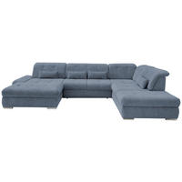 WOHNLANDSCHAFT Hellblau Chenille  - Chromfarben/Hellblau, Design, Textil/Metall (195/376/254cm) - Livetastic