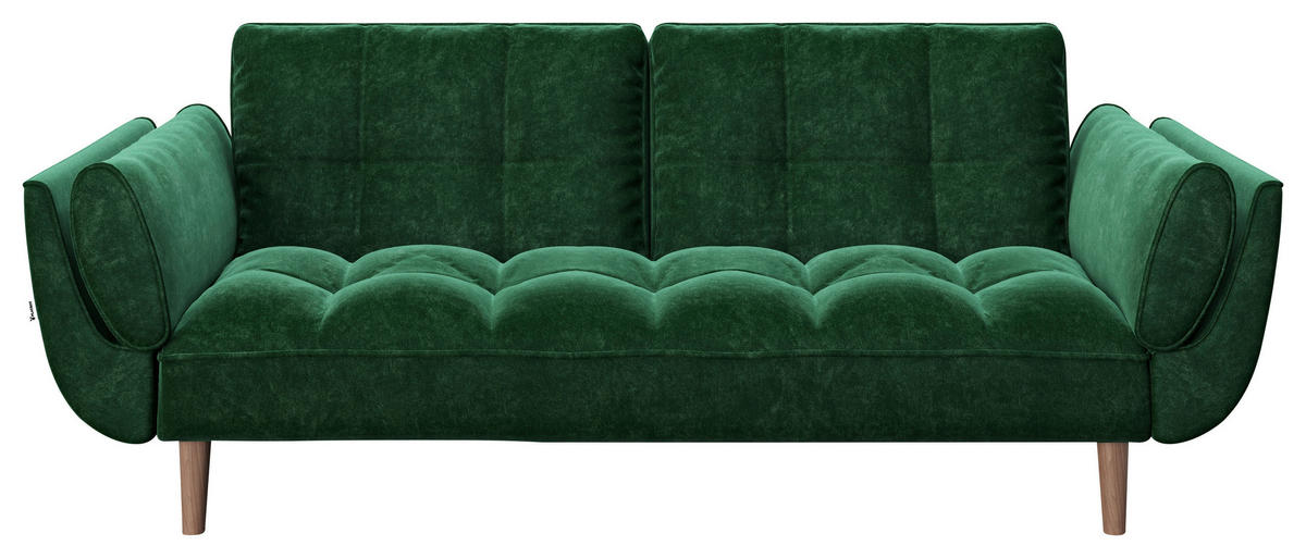 ZOFA S POSTELJNO FUNKCIJO,  zelena tekstil  - barva oreha/zelena, Konvencionalno, tekstil/les (215/81,5/84,5cm) - Playboy