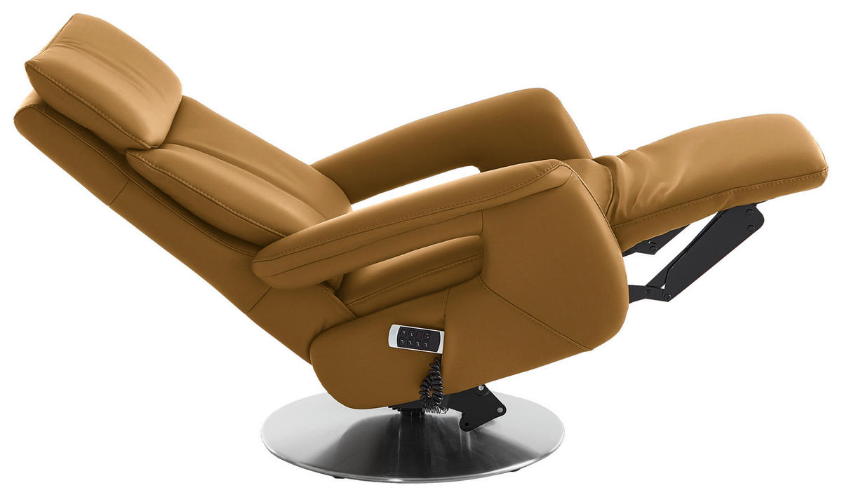 RELAXSESSEL in Leder Cognac  - Edelstahlfarben/Cognac, Design, Leder/Metall (78/112/85cm) - Cantus