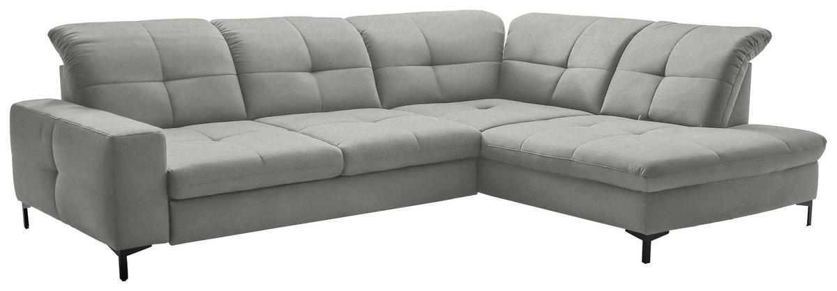 ECKSOFA in Chenille Hellgrau  - Hellgrau/Schwarz, Design, Textil/Metall (310/240cm) - Xora