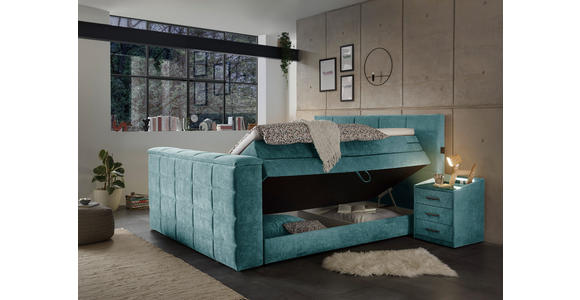 BOXSPRINGBETT 180/200 cm in Petrol - Petrol, KONVENTIONELL, Textil (180/200cm) - Carryhome