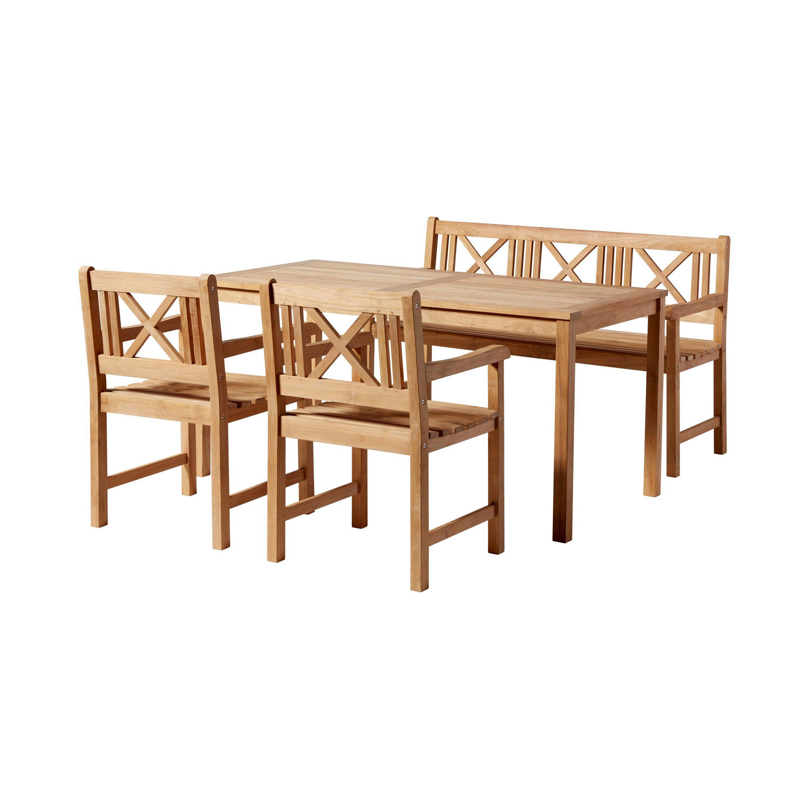 GARTENTISCHGRUPPE Teakholz vollmassiv  - Teakfarben, Natur, Holz (165/89/130cm) - Gardenson