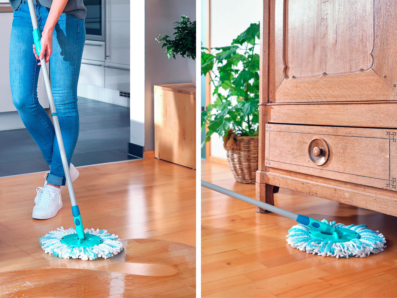 ERSATZMOPP CLEAM TWIST DISC MOP  - Türkis/Weiß, Basics, Kunststoff/Textil (30/30/5cm) - Leifheit
