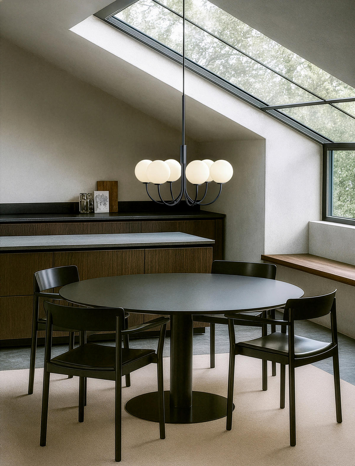 KRONLEUCHTER Ballon 60/60/66,5 cm  - Schwarz, Design, Glas/Metall (60/60/66,5cm) - Belid