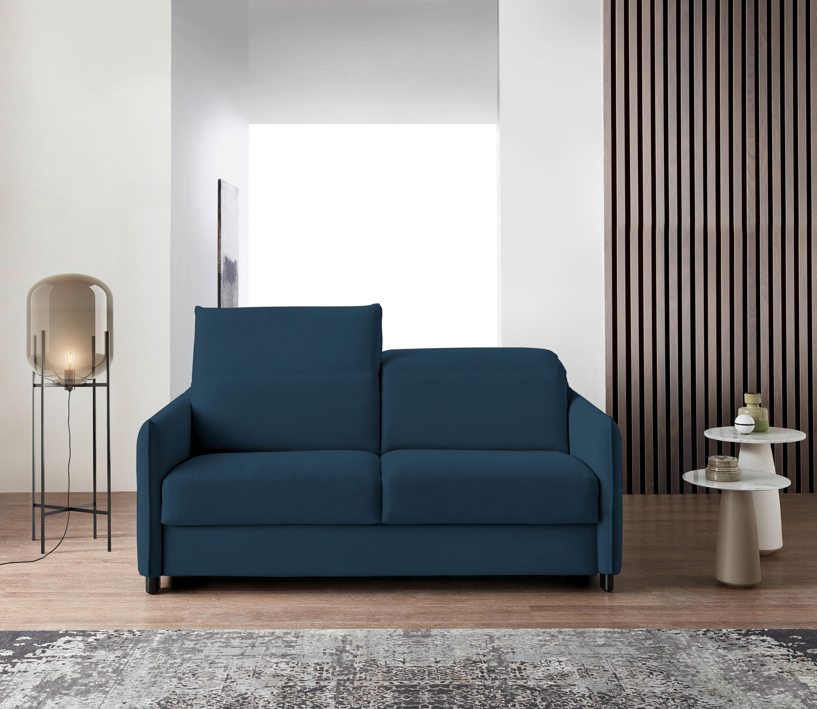 SCHLAFSOFA in Textil Blau  - Blau/Schwarz, Konventionell, Textil/Metall (188/84-105/100cm) - Bali