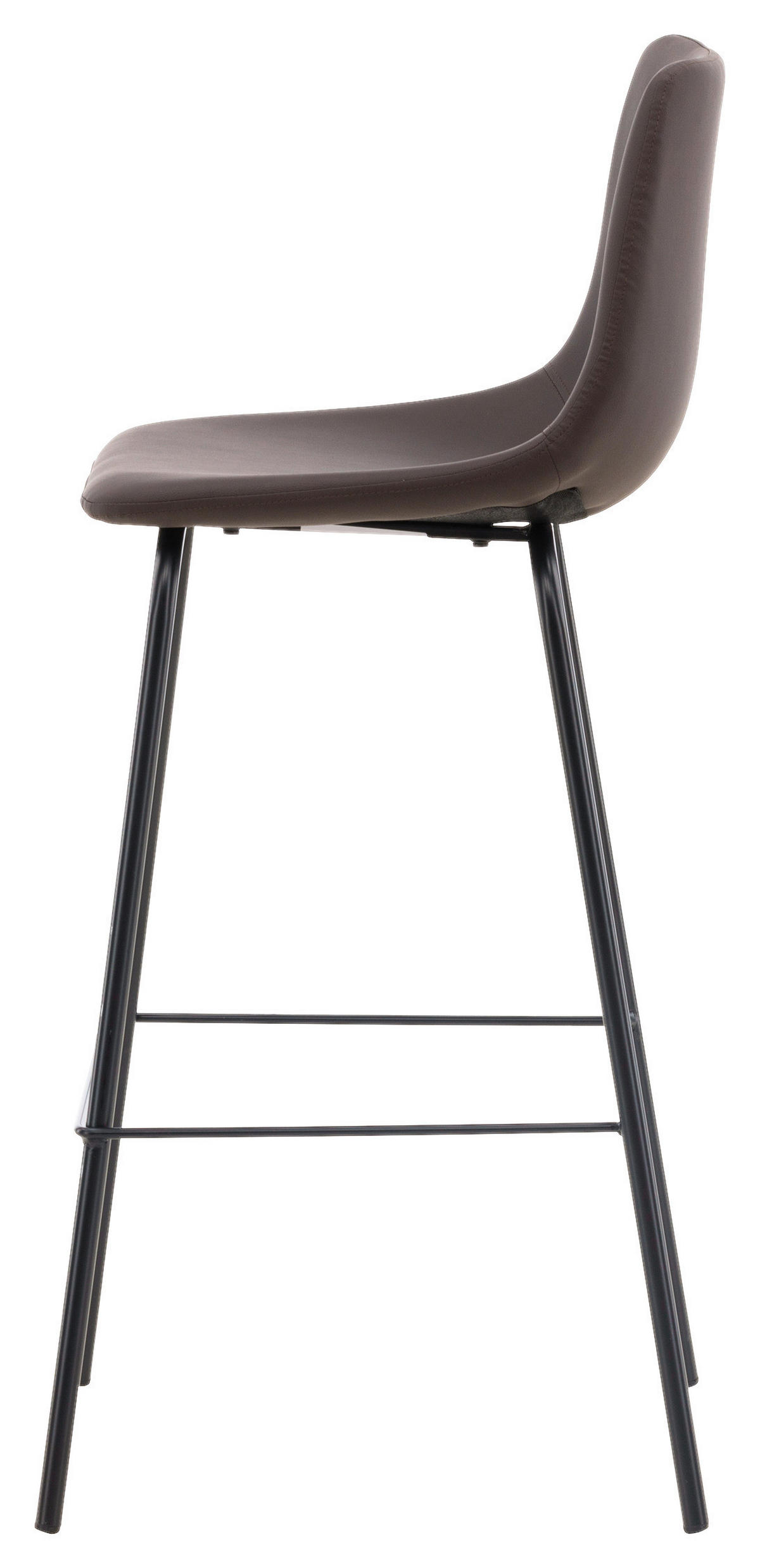 BARHOCKER-SET Lederlook (vegan) Schwarz, Dunkelbraun Stahl  - Dunkelbraun/Schwarz, Design, Textil/Metall (47/103/48cm) - Livetastic