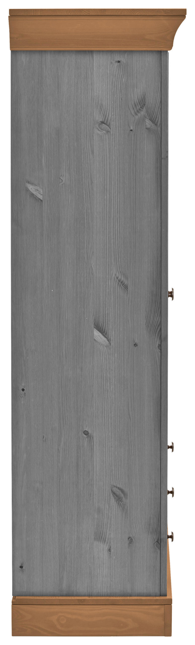 VITRINE in massiv Kiefer Laugenfarbig, Grau  - Laugenfarbig/Grau, ROMANTIK / LANDHAUS, Glas/Holz (108/163/45cm) - Boxxx