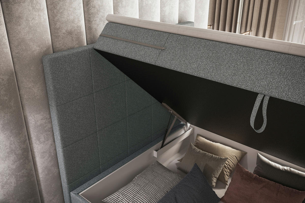 BOXBETT 100/200 cm  in Grau  - Grau, KONVENTIONELL, Kunststoff/Textil (100/200cm) - Boxxx