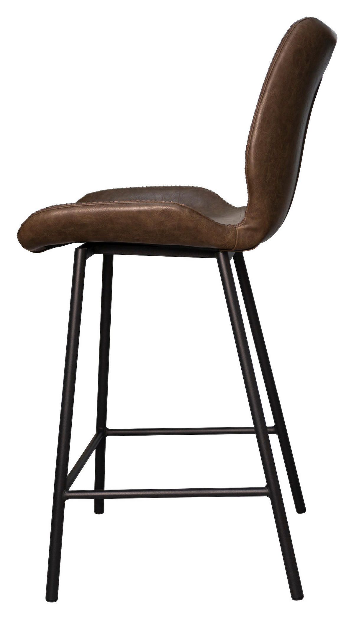 BARHOCKER-SET Lederlook Graubraun  - Graubraun/Schwarz, KONVENTIONELL, Kunststoff/Textil (47/99/55cm) - MID.YOU