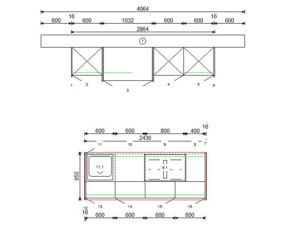 KÜCHENBLOCK VE120 286,4 cm  in Weiß, Eichefarben  - Eichefarben/Beige, Basics, Holzwerkstoff/Metall (286,4cm) - Venda