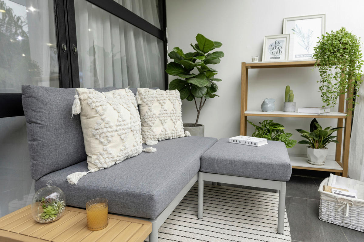 LOUNGEGARNITUR 110/150 cm Eukalyptusholz Hartholz Aluminium  - Anthrazit/Hellgrau, Design, Holz/Textil (110/150cm) - Ambia Garden