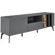 LOWBOARD in 166/56,6/41,5 cm - Schwarz/Grau, Design, Glas/Holzwerkstoff (166/56,6/41,5cm) - Novel