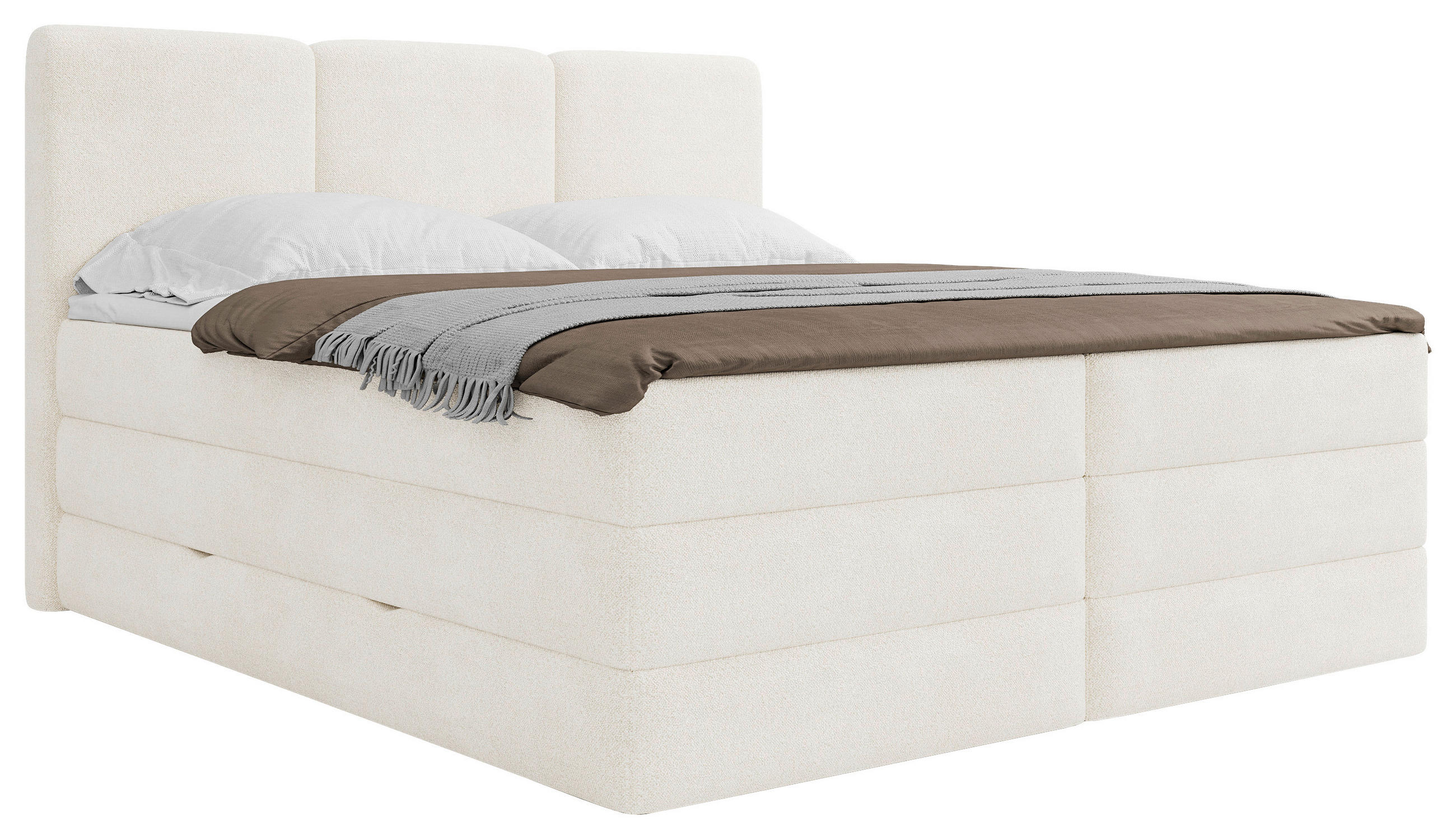 BOXSPRINGBETT 200/220 cm,  in Weiß, Bettkasten, Topper, H2 + H3 = mittel + fest  - Schwarz/Weiß, MODERN, Holz/Kunststoff (200/220cm) - MID.YOU