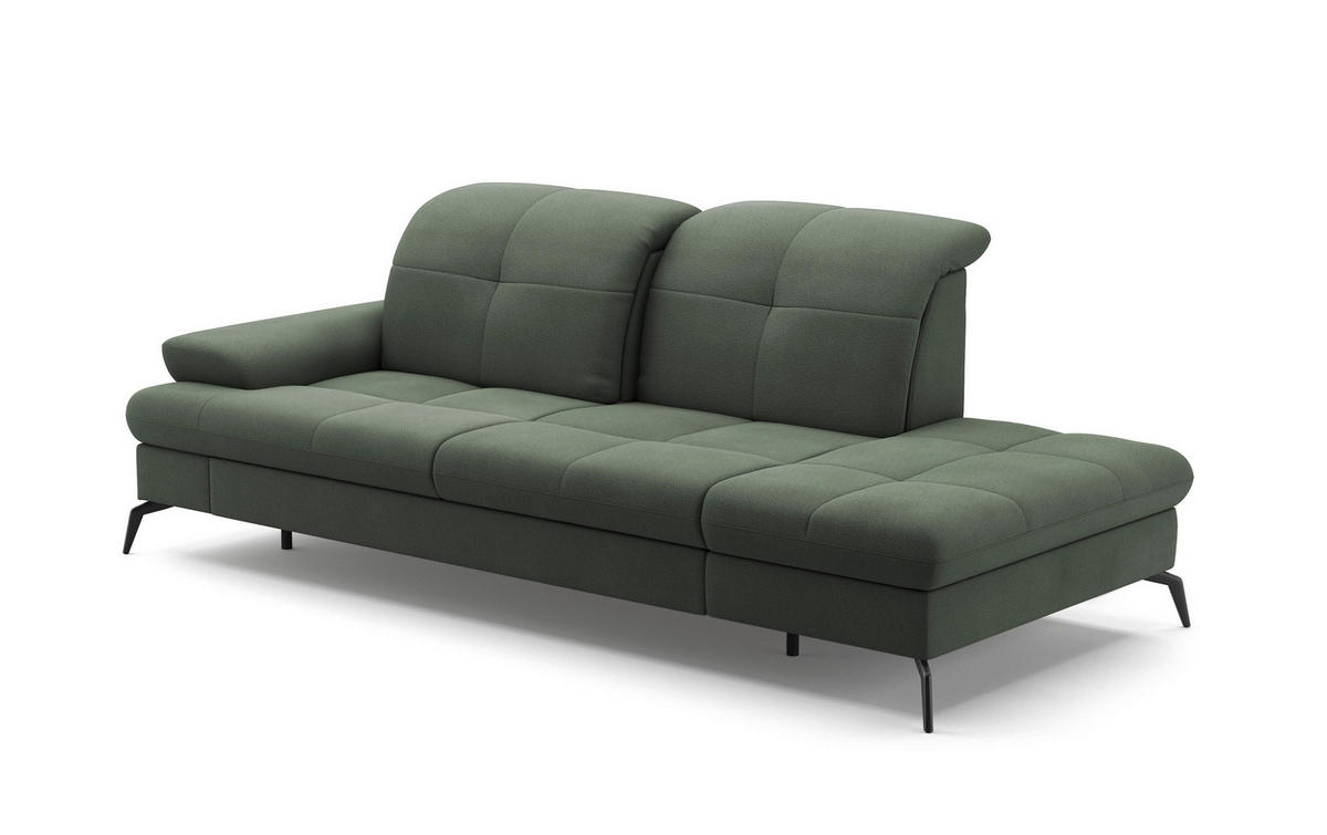RÉCAMIERE in Flachgewebe Grün  - Schwarz/Grün, Konventionell, Textil/Metall (231/90/122cm) - Sit & More