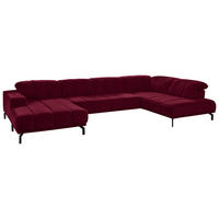 WOHNLANDSCHAFT Beere Velours  - Beere/Schwarz, Design, Textil/Metall (195/383/219cm) - Beldomo Style