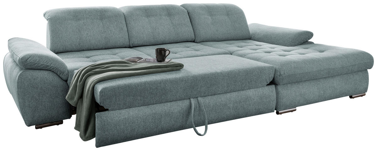 ECKSOFA in Chenille Blau  - Chromfarben/Blau, Modern, Textil/Metall (314/184cm) - Livetastic