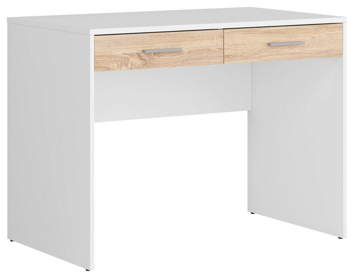 SCHREIBTISCH 100/59/76 cm  in Weiß, Sonoma Eiche, Eichefarben  - Eichefarben/Silberfarben, Design, Holzwerkstoff/Kunststoff (100/59/76cm)