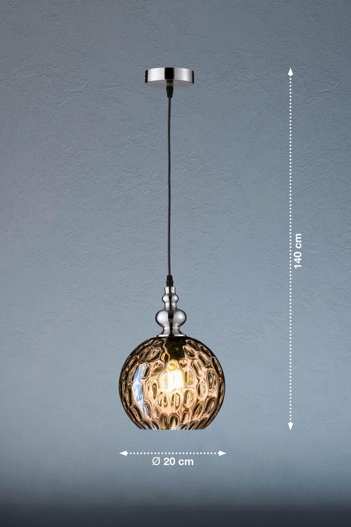 SVJETILJKA VISEĆA  - boje nikla, Basics, staklo/metal (20/140cm)