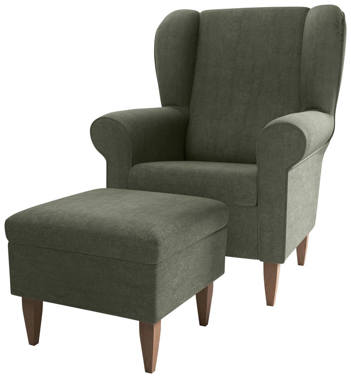 SESSELSET Chenille Dunkelgrün  - Dunkelgrün/Naturfarben, Konventionell, Holz/Textil (80/102/86cm) - Livetastic