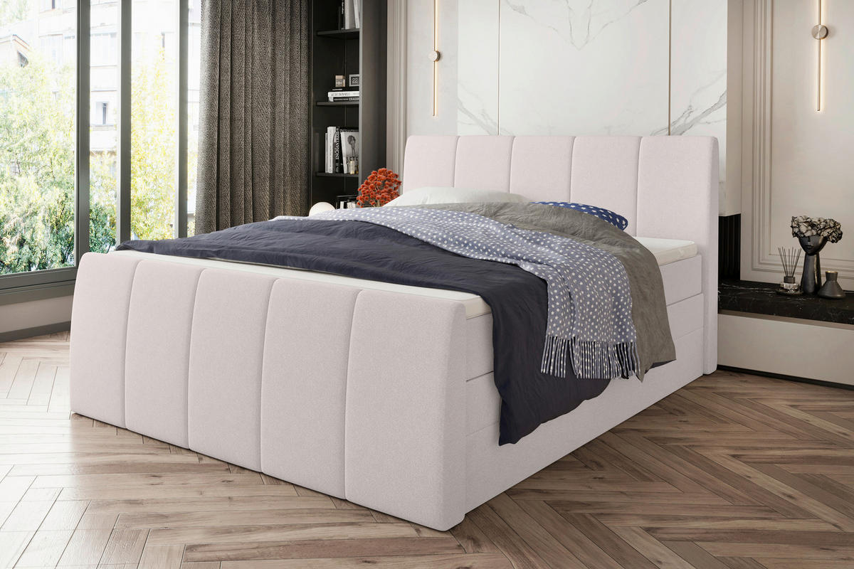 BOXSPRINGBETT 180/200 cm  in Greige  - Greige/Schwarz, Konventionell, Kunststoff/Textil (180/200cm) - Carryhome