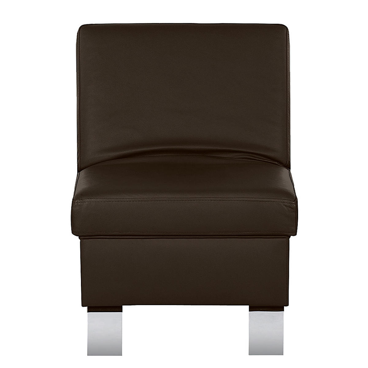 HOCKER in Leder Dunkelbraun  - Chromfarben/Dunkelbraun, Design, Leder/Metall (91/44/57cm) - Livetastic