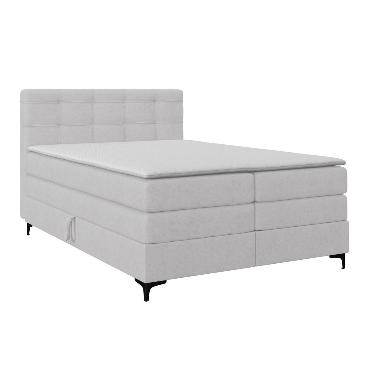 BOXSPRINGBETT 140/200 cm,  in Silberfarben, H3 = fest  - Silberfarben/Schwarz, KONVENTIONELL, Kunststoff/Textil (140/200cm)