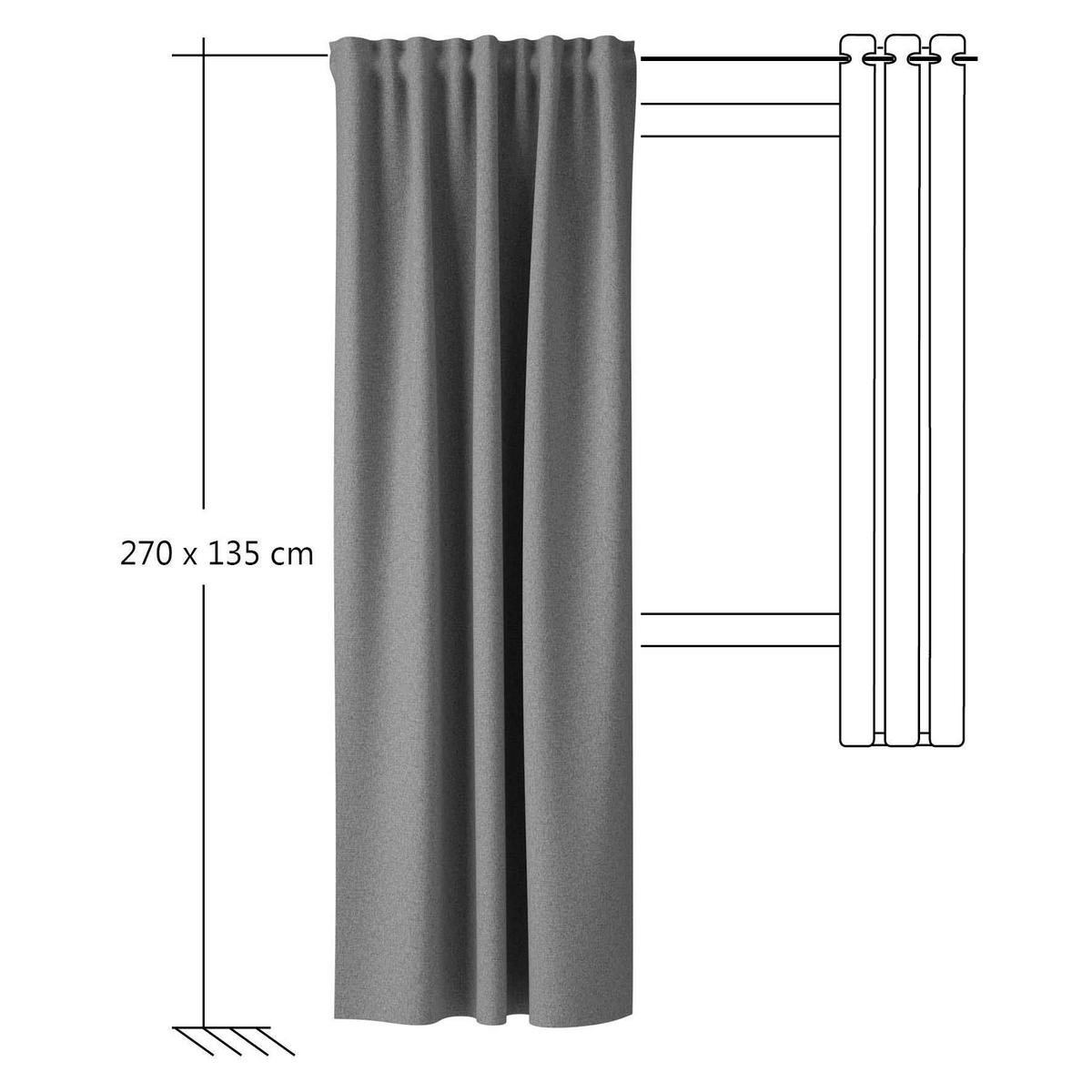 VERDUNKELUNGSVORHANG black-out (lichtundurchlässig)  - Grau, Basics, Textil (135/270cm) - Fuggerhaus