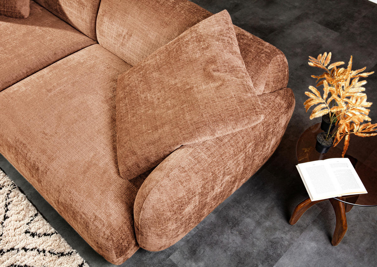 BIGSOFA Chenille Rostfarben  - Rostfarben/Schwarz, Modern, Kunststoff/Textil (270/112/125cm) - Carryhome