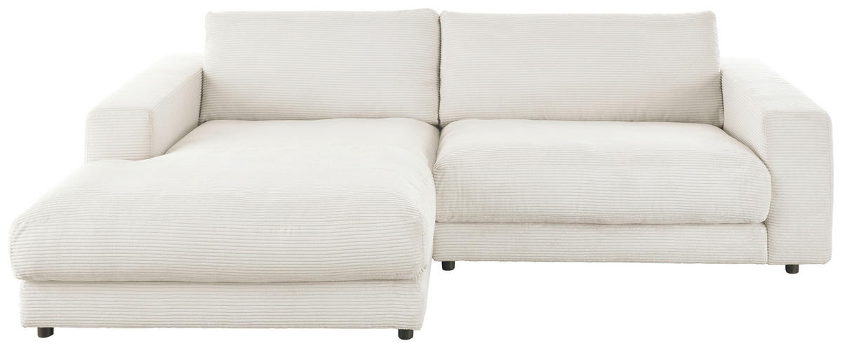 ECKSOFA Cord Weiss  - Weiss/Schwarz, Design, Kunststoff/Textil (190/270cm) - Lomoco