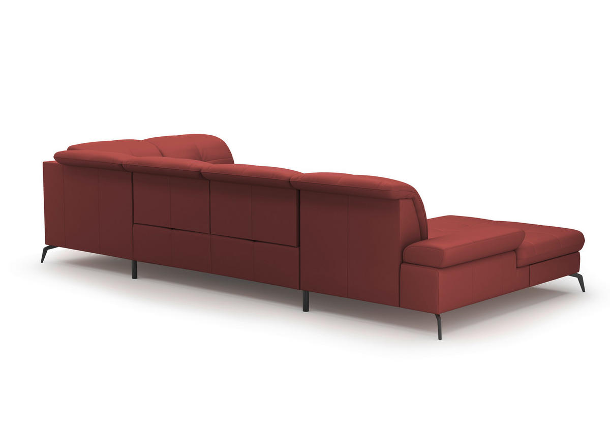 WOHNLANDSCHAFT in Echtleder Rotbraun  - Rotbraun/Schwarz, Konventionell, Leder/Metall (185/357/231cm) - Sit & More