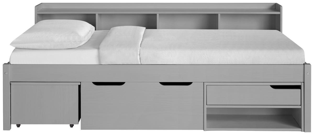 STAURAUMBETT 90/200 cm  in Grau  - Naturfarben/Grau, MODERN, Holz/Holzwerkstoff (90/200cm) - MID.YOU