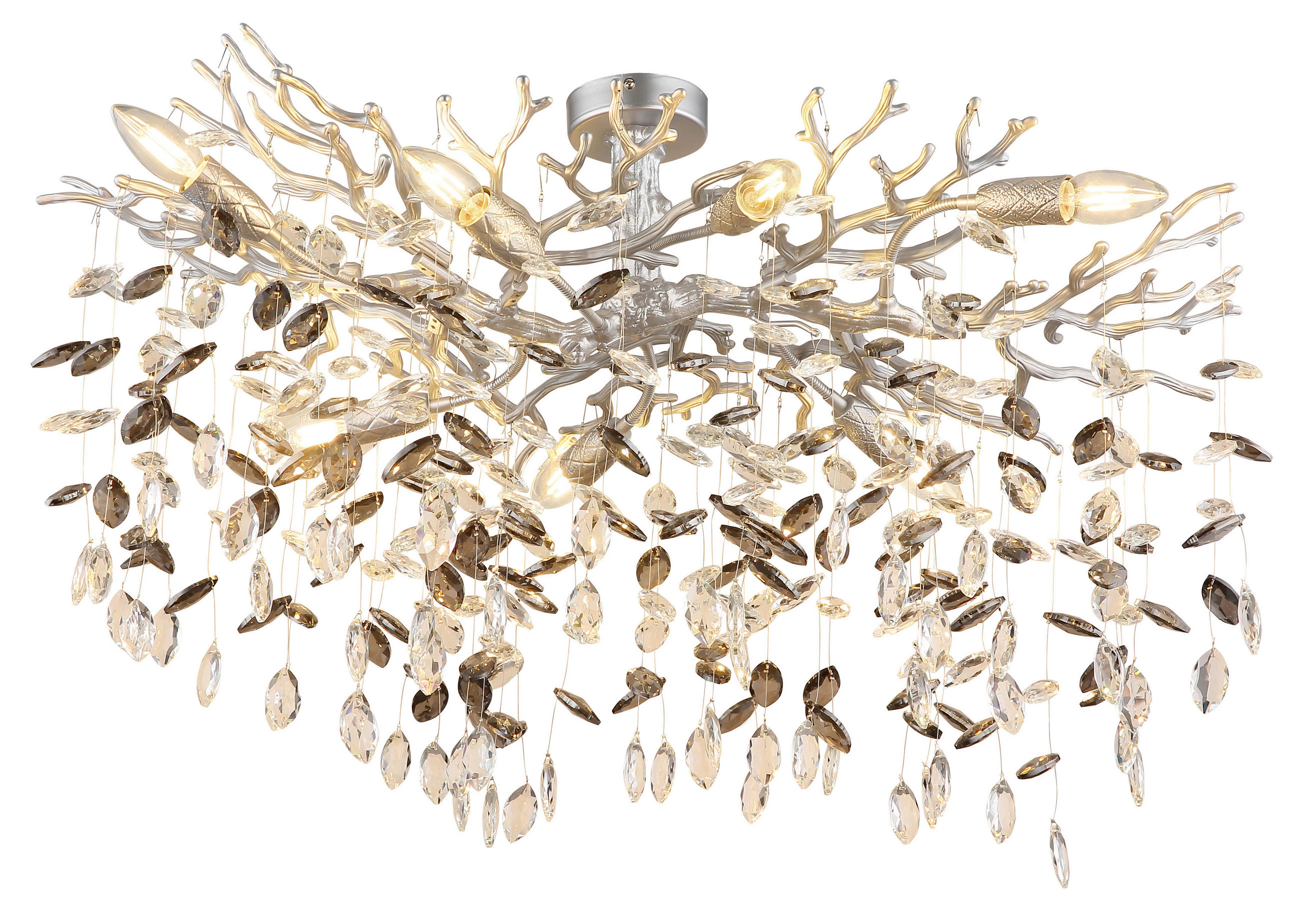 DECKENLEUCHTE Queena 85/50/50 cm   - Klar/Silberfarben, KONVENTIONELL, Glas/Metall (85/50/50cm) - Globo