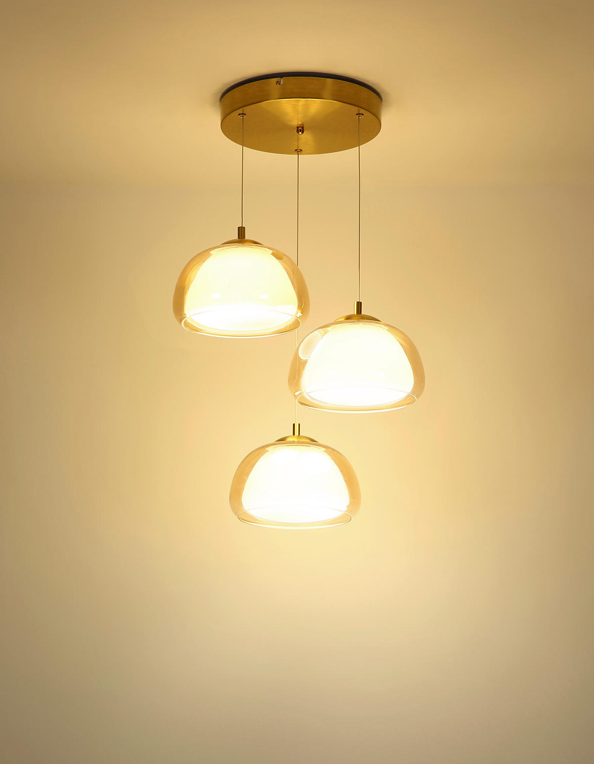 LED-HÄNGELEUCHTE 50/150 cm  - Transparent/Goldfarben, Design, Glas/Kunststoff (50/150cm) - Globo