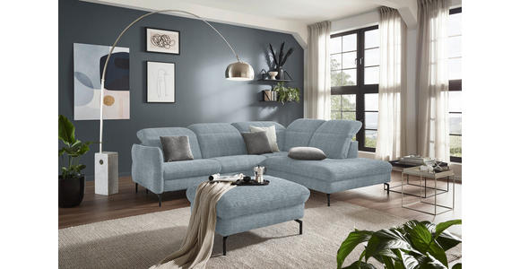 ECKSOFA in Flachgewebe Hellblau 299-313/233 cm - Schwarz/Hellblau, Design, Textil/Metall (299-313/233cm) - Dieter Knoll