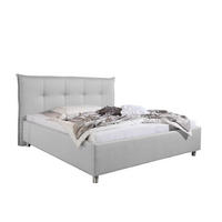 POLSTERBETT  in Hellgrau,  - Hellgrau/Alufarben, MODERN, Textil/Metall (153/115/211cm) - Livetastic