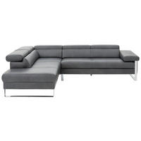 ECKSOFA Graphitfarben Echtleder  - Chromfarben/Graphitfarben, Design, Leder (230/281cm) - Chilliano